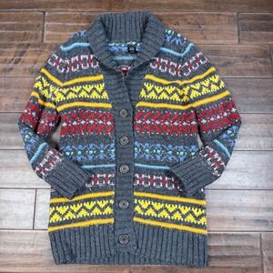 Lord & Taylor Fair Isle Cardigan Sweater Shawl Collar |‎ Size L * RUNS SMALL*